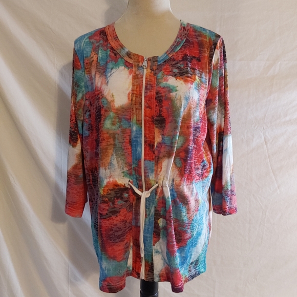 Onque Casuals Jackets & Blazers - Women's Onique Casual Elements Of Style Clothing Multi Colored Jacket Size XL
